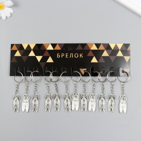 Metal keychain "Cicada" silver 1.5x3.6 cm-3