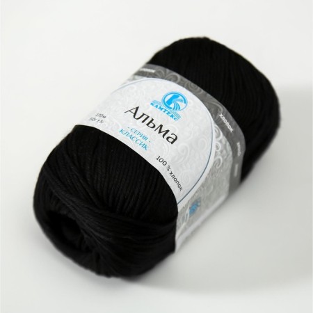 Yarn "Alma" 100% cotton 170m/50g (003 black)-1
