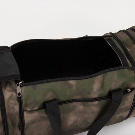 Road bag on a zipper with an increase, 3 outer pockets, a long belt, khaki/camouflage color-3