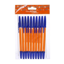 A set of ballpoint pens, 0.7 mm, 10 pieces, blue rod, orange case