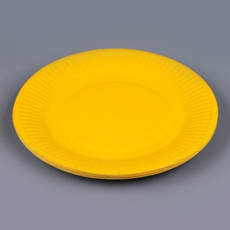 Disposable plate plate plain plain, yellow 18 cm, set 10 pieces-2