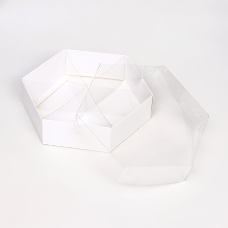 White exchange with a transparent cover and partitions, 18.5 x 18.5 x 4.6 cm-3