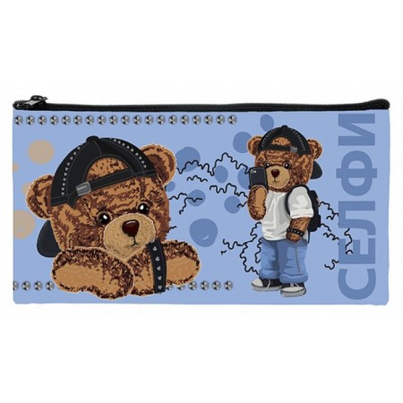 Penal soft, 1 department, 110 x 205 mm, flat, Hatber "Bear" Blue NPK_18215-1