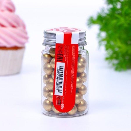 Confectionery Sprinking "The Best Day", 10 mm, gold, 50 g-2