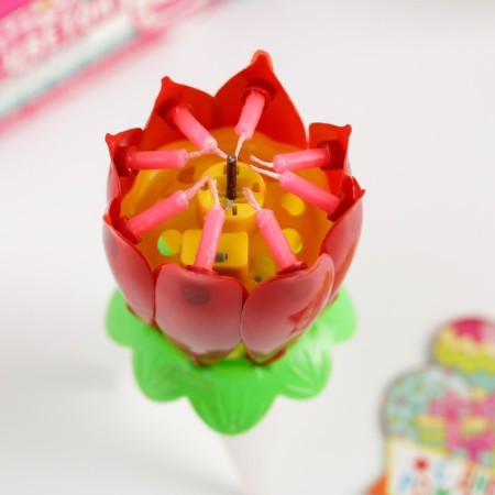 Candle for cake musical "Tulip", red-3