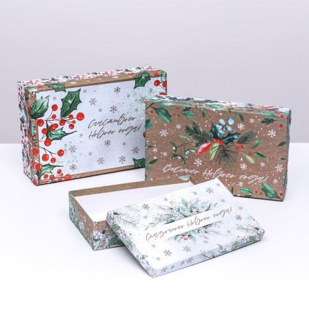 Set of boxes 3 in 1 "New Year's composition", 29 x 19 x 8 - 24 x 14 x 5 cm