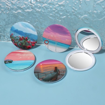Mirror folding "beach", D 7.5 cm, with an increase, MIX drawing-1