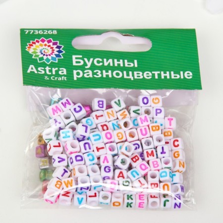 A set of plastic beads "Astra" 6 mm, 2 species of 20 g, white/rainbow (66878)-4