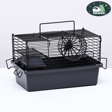 Mini cell for rodents "Pijon" No. 2, equipped, 27 x 15 x 16 cm, gray