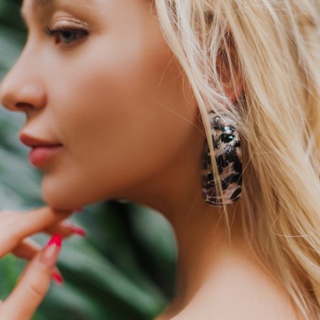 Tanzaniy-Kolde Earrings Dark Leopard, D = 5.5, Color-2