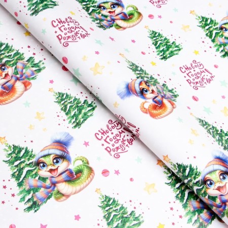 Packaging paper "Happy New Year and Merry Christmas", gloss, bilateral, 70 x 100 cm-3