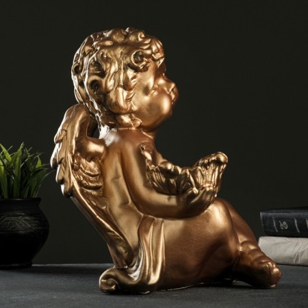 Climb "Angel sitting in his hand" 26x21x30 cm bronze, for a candle d = 6 cm-4