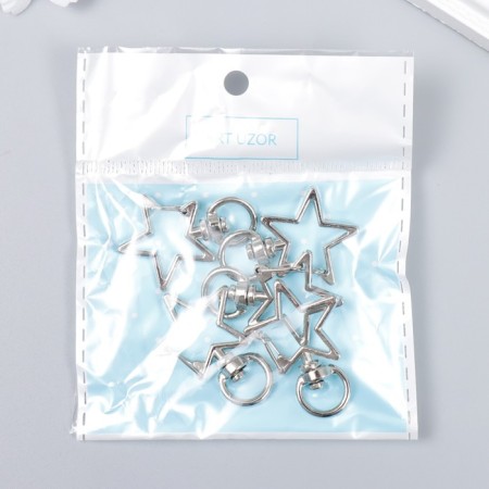 Carabiner Metal with a ring "Star" silver 3.4x2.3 cm-3