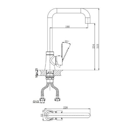 Kitchen mixer Rush Tenerife TE2835-23, single-leaf, with swiveling, chrome-1