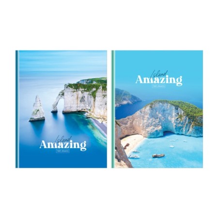 Business notebook A5 160 sheets in the Cage "Island of Dreams", solid cover, glossy lamination, mix