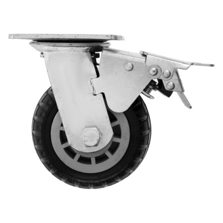 Wheel for transport trolleys rotary, d = 125, on the site, with a stop, rubber coating 9917-1