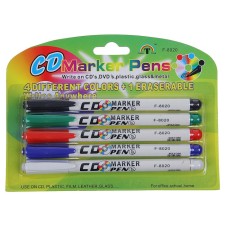 A set of markers for CD/DVD, 5 colors: red, black, blue, green, washing, 2.0 mm, blister