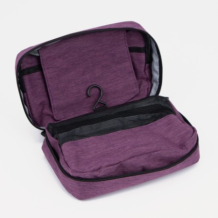 Cosmetic bag, 2 parts on lightning, with hook, lilac color-2