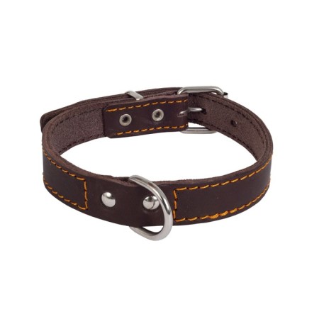 The collar is two-layer leather, with a ring in the middle, Osh 31-39 x 2 cm, a mix of flowers