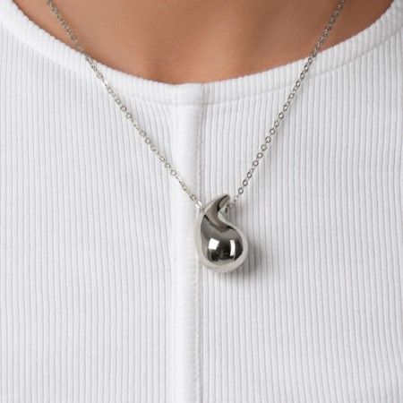 Set 2 objects: earrings, pendant "drop", color silver, 40 cm-4