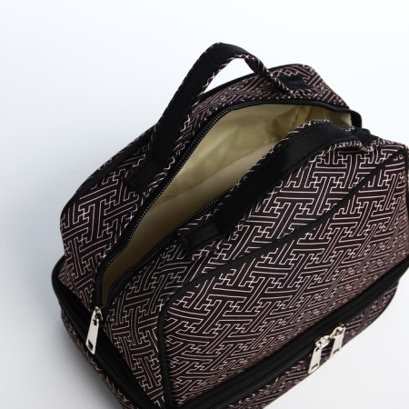 Cosmetic bag, 2 parts on zippers, black color-2