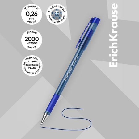Ballic handle Erichkrause Ultra-30, node-bela 0.7 mm, blue, rubber emphasis, letter line 2000 meters-3