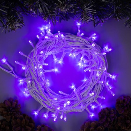 Garland “thread” 10 m, IP44, white thread, 100 LED, purple glow, 8 modes, 220 V
