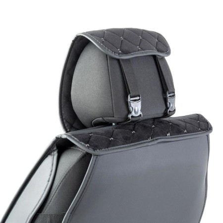Frame caps for the front seats Car Performance, 2 pcs, alcantara, rhombus, black and gray-2