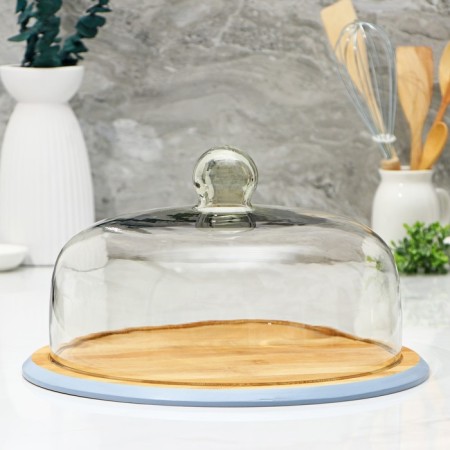 A dish for serving with a heaven lid, d = 33 cm, bamboo, glass, color mix-6