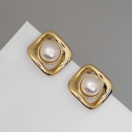 Earrings with pearls "exclus" velvet mini, color gold