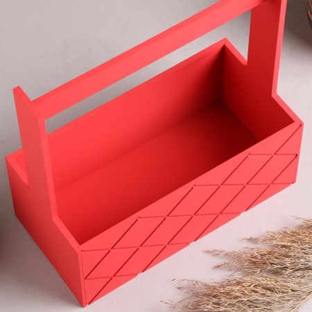 Wooden Kashpo "Hellas Large, Pack", with a pen, red, 25 × 12.5 × 10 (25) cm-4