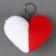 Soft toy "heart" halves, on a key fob, 10 cm, white-red color