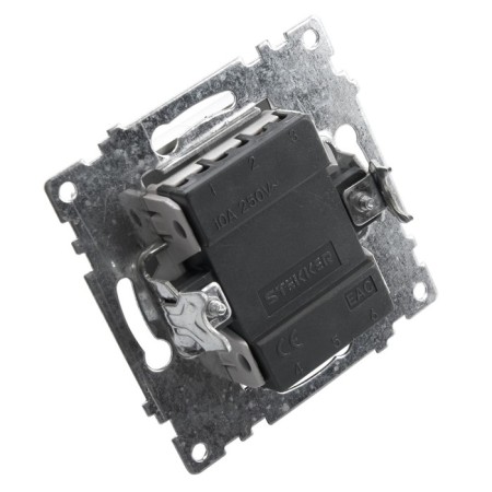 2-clavy switch with indicator, 250V, 10A, Stekker series Katrin, silver, GLS10-7102-03 1022442-2