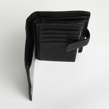 Male purse on the button, department for auto documents, black color-4