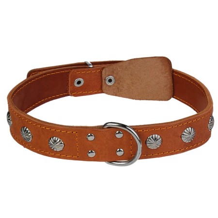 Double leather collar with decoration, ring in the middle, 55-64 x 3.5 cm, mix