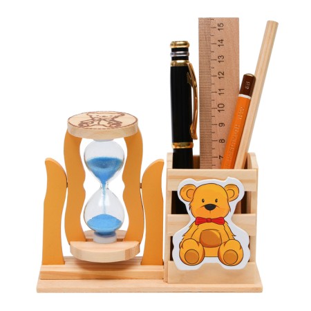 Sanding clock "Bear", souvenir, with a pencil, 13.5 x 13.5 x 10 cm, blue