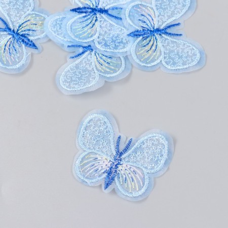 Decor for creativity Textile embroidery "Blub blue" 4.5x4 cm-1