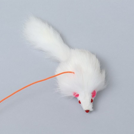 Domesticon-pound with a white mouse made of natural fur, 46 cm-1