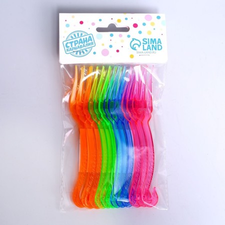 Plastic forks, set 12 pcs., Mix colors-1