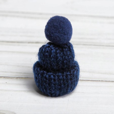 Knitted hat with pompom, set of 5 pcs., Blue color-1