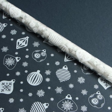 Glossy film "Balls and snowflakes", white, 1 x 5.2 m, New Year-1