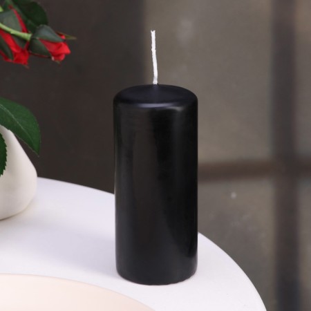 Candle cylinder, 5x11.5 cm, set 4 pcs, black-2