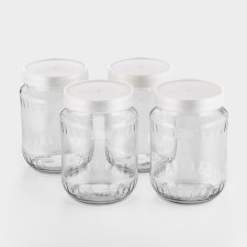 A set of glass cans with a silver polymer lid, TO-82 mm, 720 ml, 4 pcs.