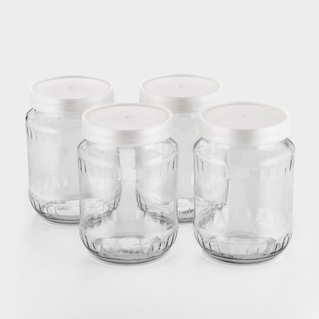 A set of glass cans with a silver polymer lid, TO-82 mm, 720 ml, 4 pcs.