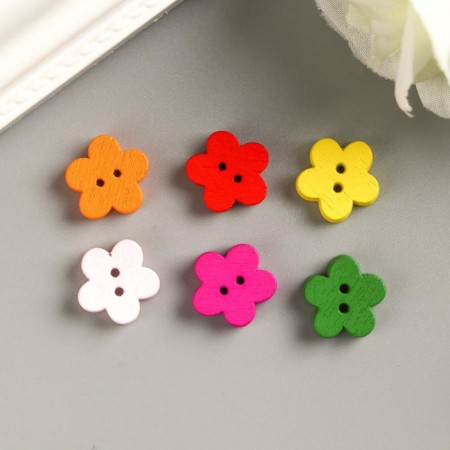Buttons wood for creativity 2 punctures "flowers" set 40 pcs 1.1x1.1 cm-1