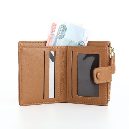 Women's wallet on the button, beige color-5
