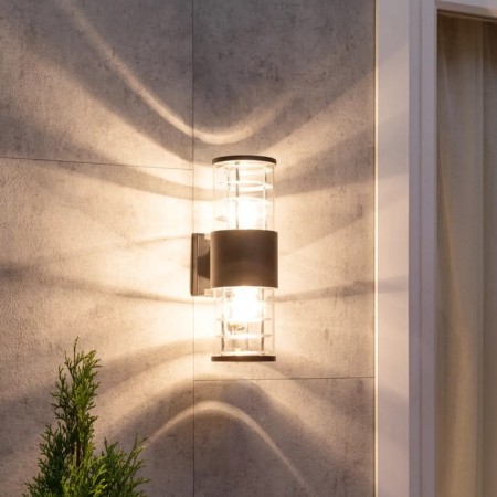 Wall lamp, invoice Duwi Techno, 170x108x320mm, 2he27, alum/glass, IP65, black, 99052-7