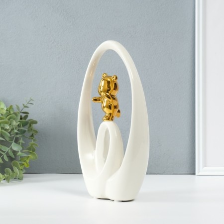 Souvenir Ceramics "Bear - Dreams in reality" White with gold 6x15.5x27 cm-1