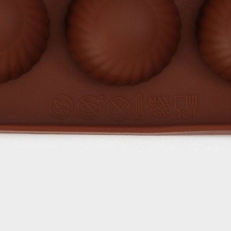 Form for chocolate of the share "balls", silicone, 20.5 × 10.2 cm, 15 cells (D = 2.8 cm), brown color-6