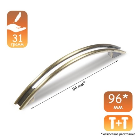 Tundra handle RSC001, m/o 96 mm, bronze color